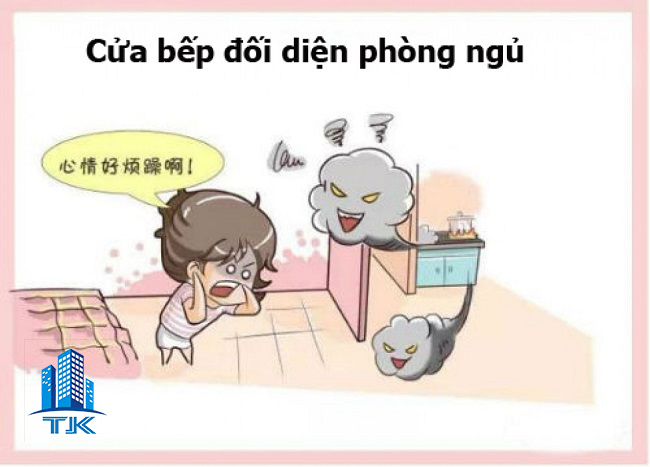 Không đặt bếp đối diện phòng ngủ