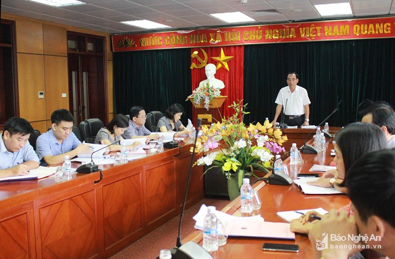 Đồng chí Hoàng Viết Đường - Ủy viên Ban Chấp hành Đảng bộ tỉnh, Phó Chủ tịch HĐND tỉnh chủ trì cuộc làm việc (nguồn: báo Nghệ An)