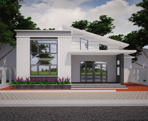 Mẫu nhà cấp 4 gác lửng mái bằng