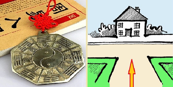 đeo gương bát quái trước nhà bị đường đâm
